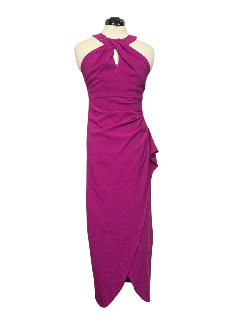 SLNY Twisted-Neck Tulip-Hem Dress Size 4P Formal Gown Mother of the Bride Party